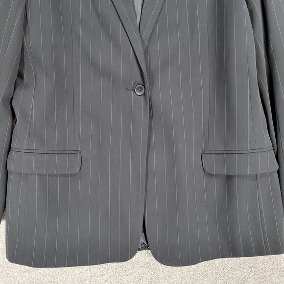 Vintage Norma‎ Kamali Boyfriend Suit Jacket Womens 16 Black Gray Pin Striped - Picture 11 of 16